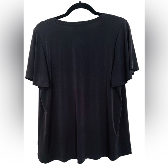 NWT Lane Bryant Flutter Sleeve Keyhole Top, Size 10/12, Black - Picture 5 of 7